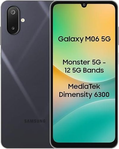 Samsung Galaxy M06 5G (Blazing Black, 6GB RAM, 128 GB Storage) | MediaTek Dimensity 6300 | AnTuTu Score 422K+ | 12 5G Bands | 25W Fast Charging